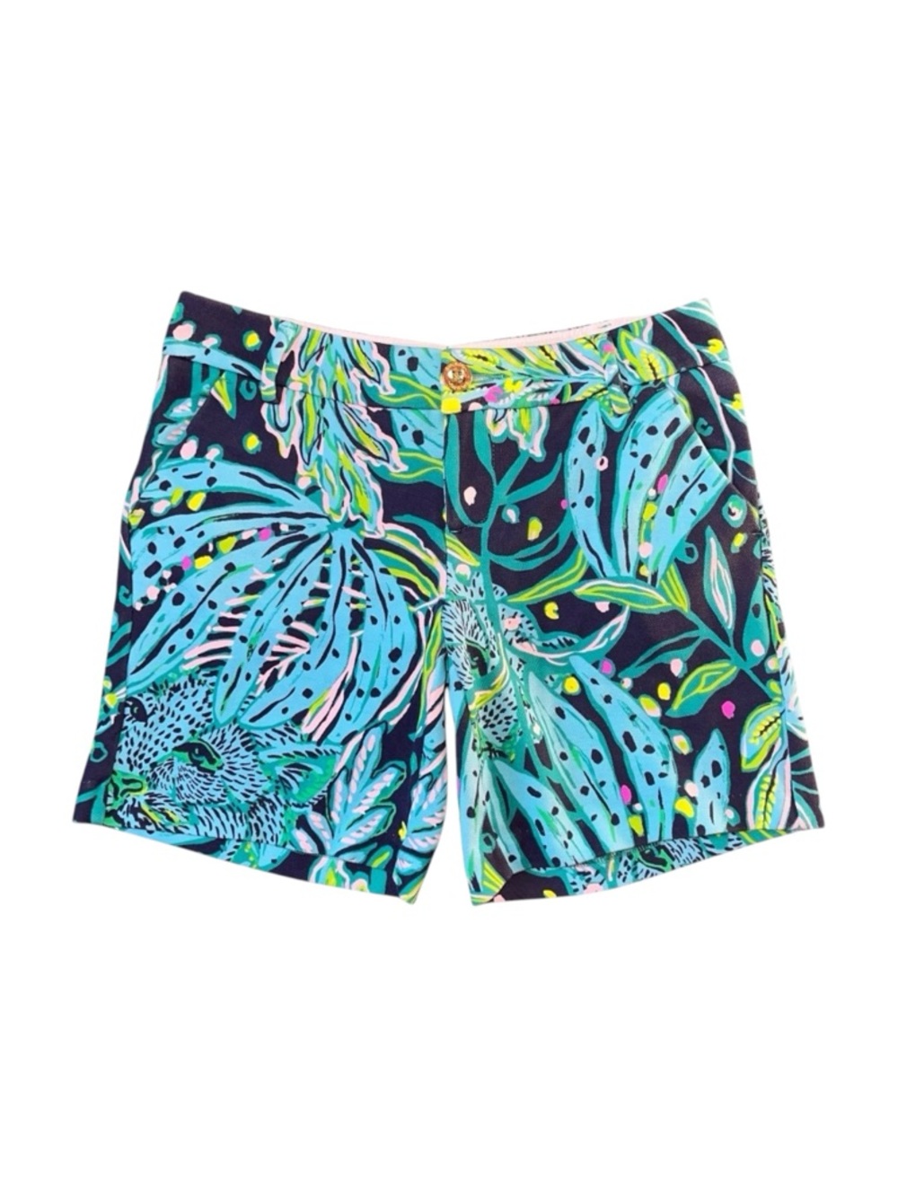 Lilly Pulitzer Jayne Knit Shorts Women’s Small Navy Cat Print